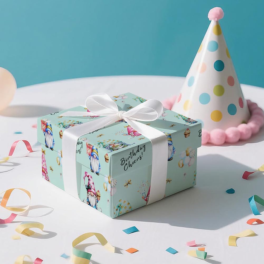Birthday Gnome Wrapping Paper 4 Sheets Gift Wrap Kids
