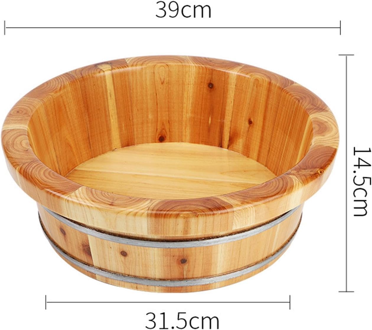 Wooden Foot Bath Barrel Pedicure Spa Soak Tub Metal Reinforced