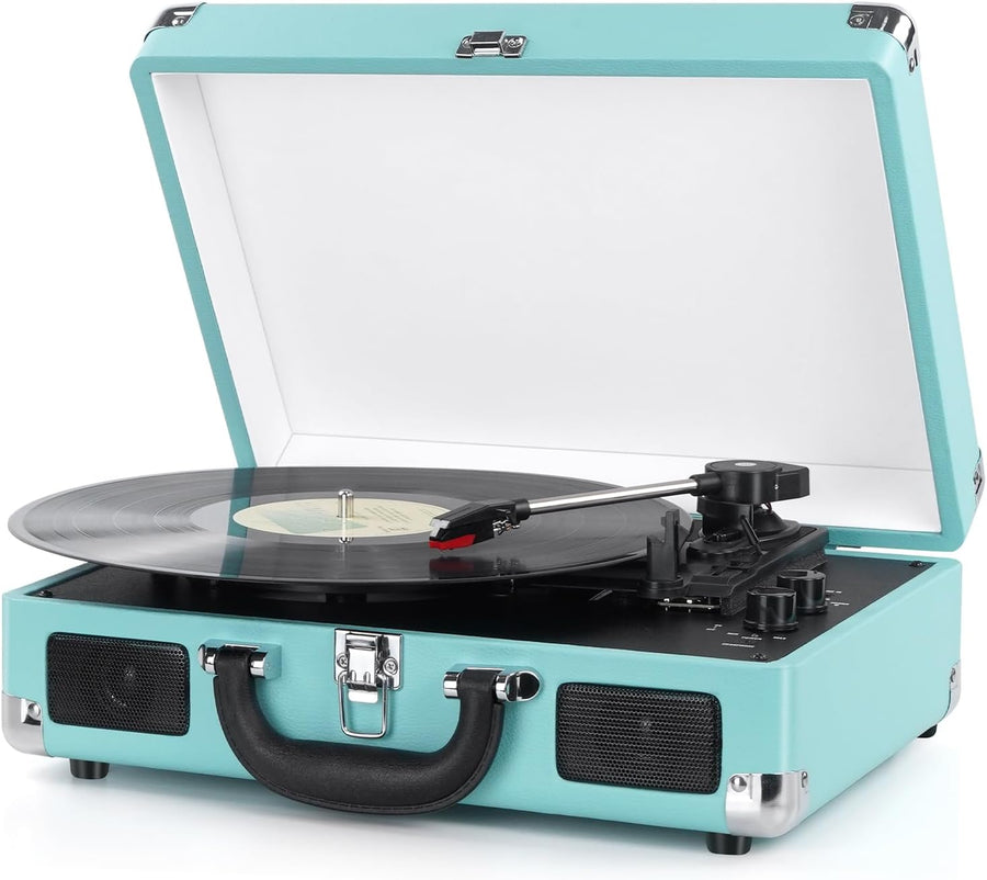 3-Speed Bluetooth Vinyl Turntable Record Player with Built-in Speakers