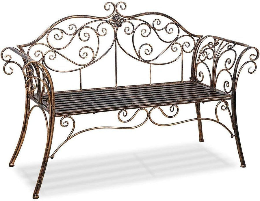 2 Seater Metal Garden Bench Decorative Cast Iron Patio Seat
