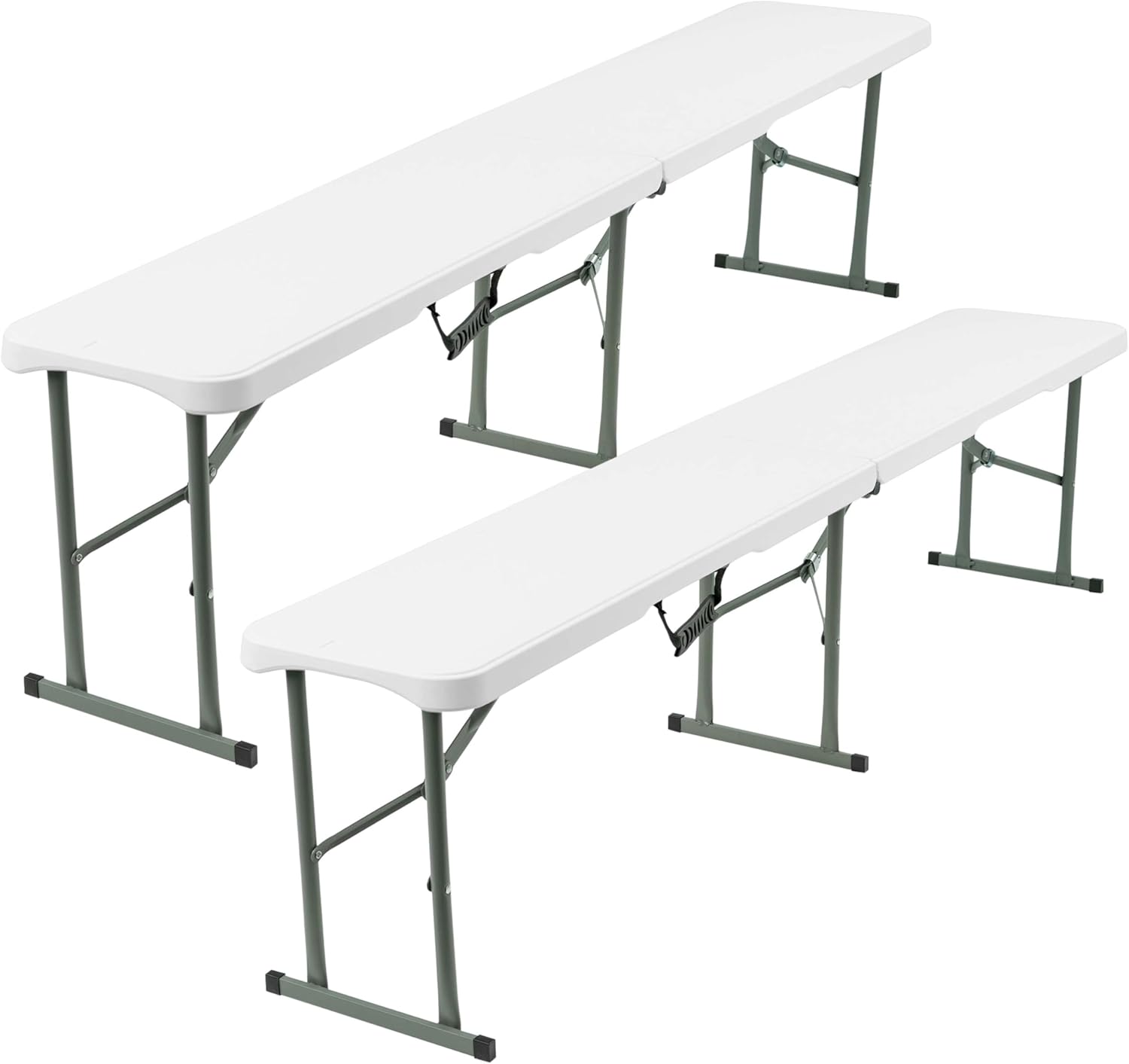Set of 2 Folding Garden Benches 6ft Portable Party Seats