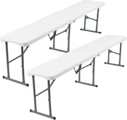 Set of 2 Folding Garden Benches 6ft Portable Party Seats