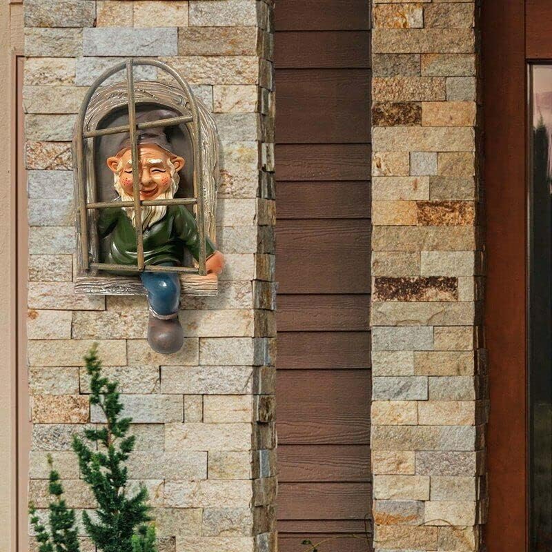 Tree Hugger Gnome Statue Hanging Elf Garden Outdoor Patio Decor