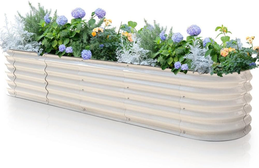 Large Raised Garden Bed 240cm Metal Planter Box 60cm High Beige