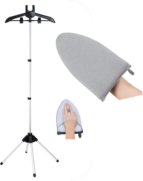 Clothes Steamer Stand Rack with Ironing Glove Pad Portable