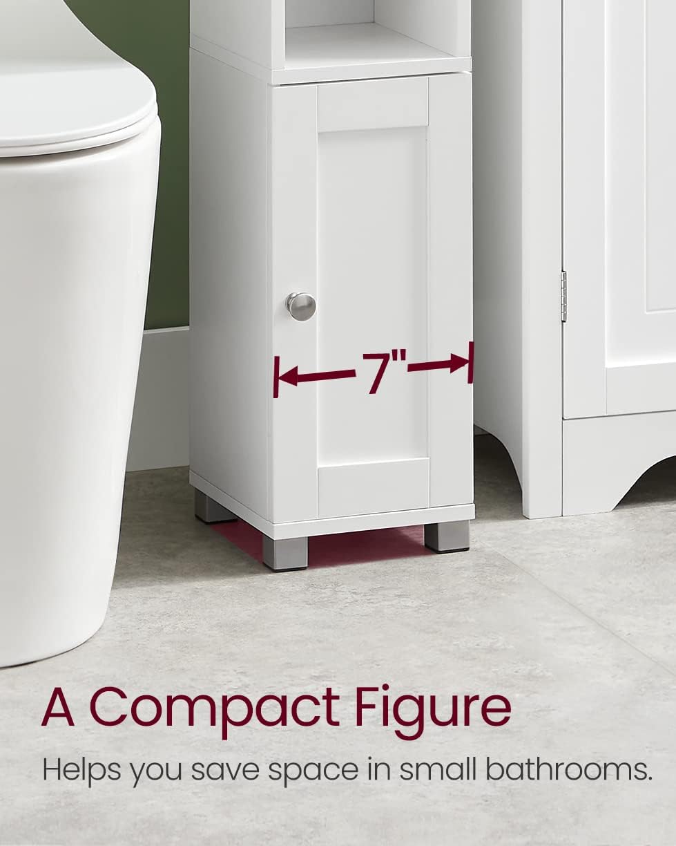 Small Bathroom Storage Cabinet Toilet Roll Holder White