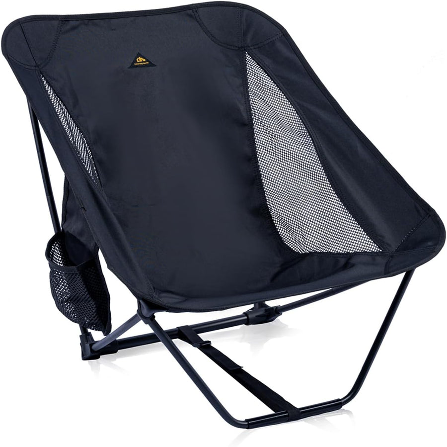 Black Ultralight Low Camping Chair Compact Folding Seat