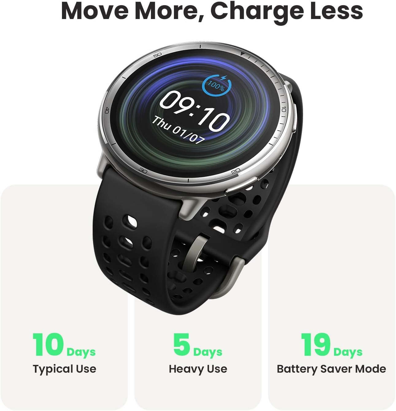 GPS Fitness Smart Watch 160 Sports 10 Day Battery