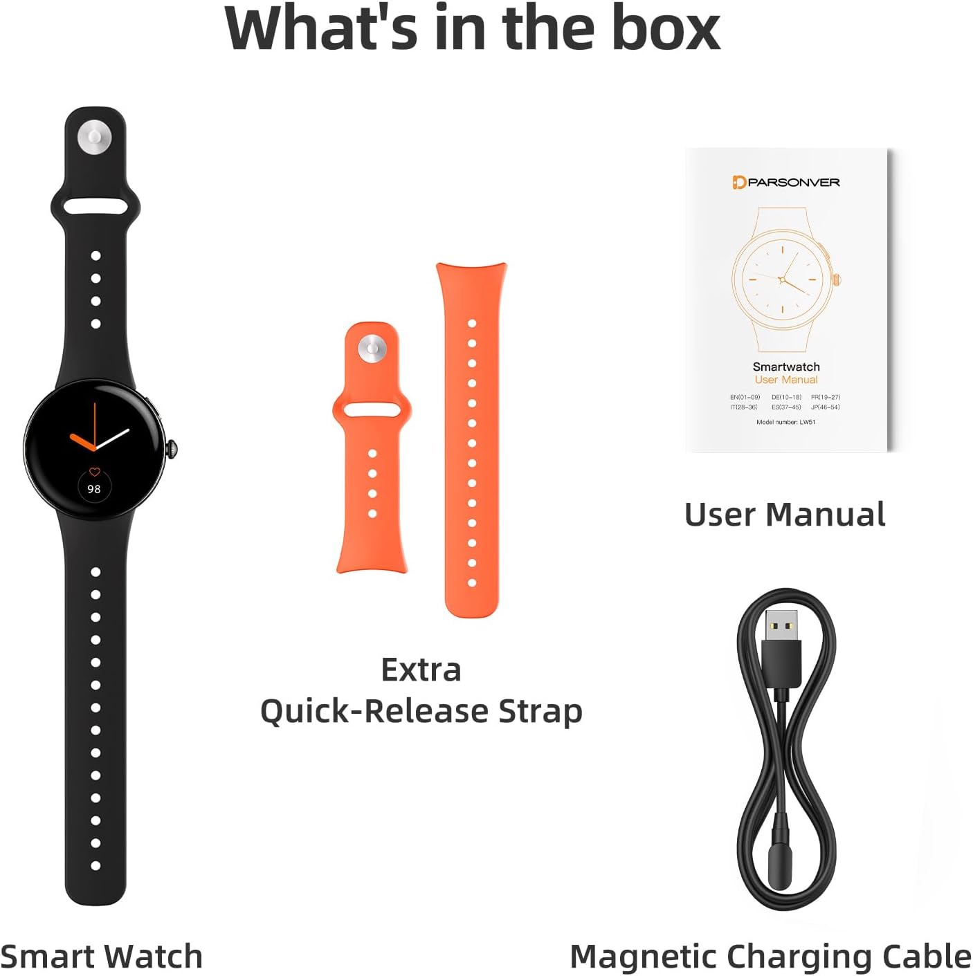 AMOLED Smart Watch Bluetooth Call Fitness Tracker with 2 Bands