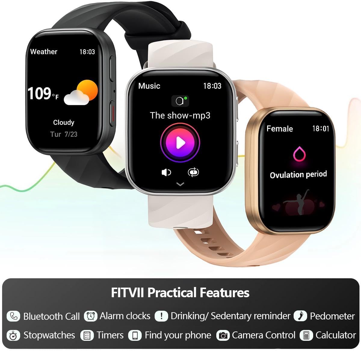 Health Fitness Smart Watch Bluetooth Call Heart Rate BP Tracker
