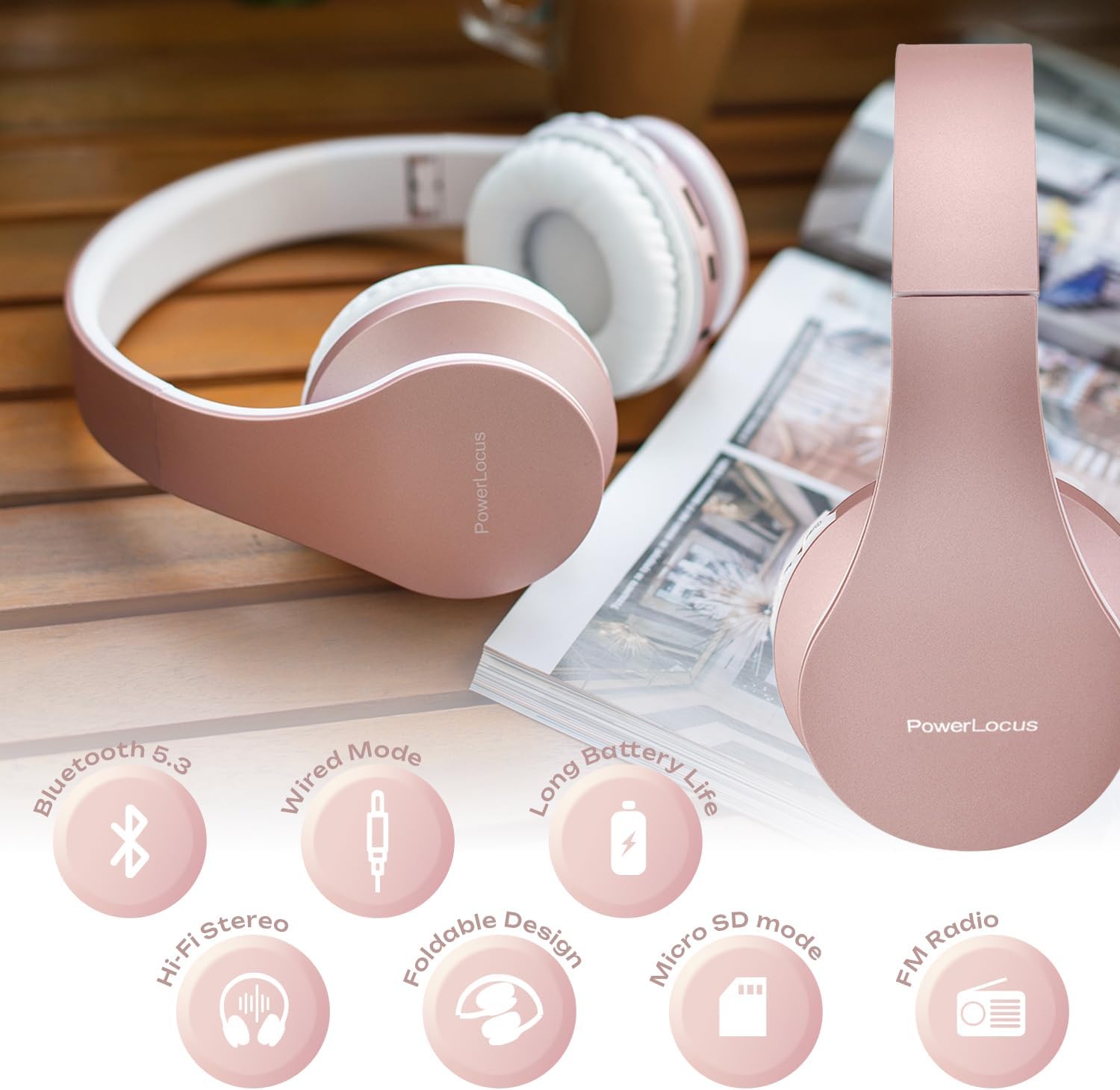 Bluetooth Over Ear Headphones Foldable Wireless Mic Case
