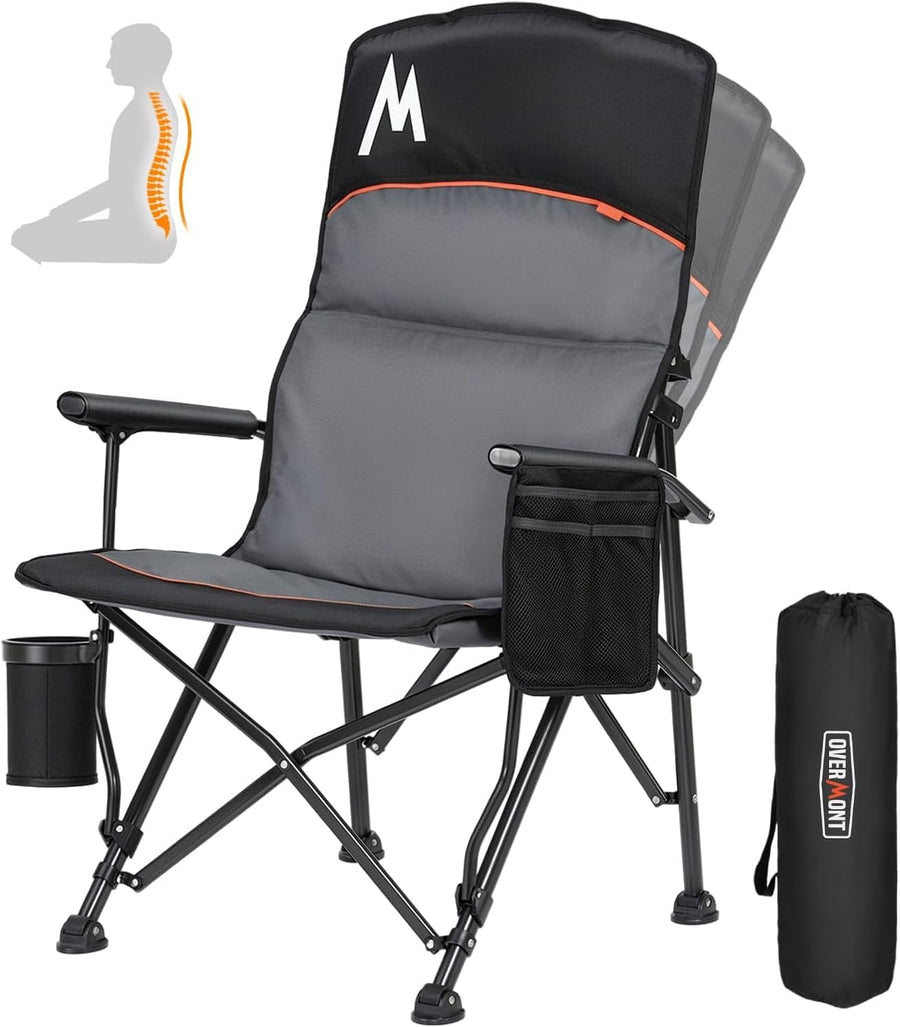 Oversized Adjustable Camping Chair High Back Black