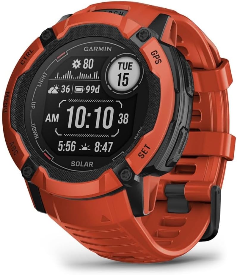 Solar GPS Smart Watch 50mm Rugged Outdoor Red