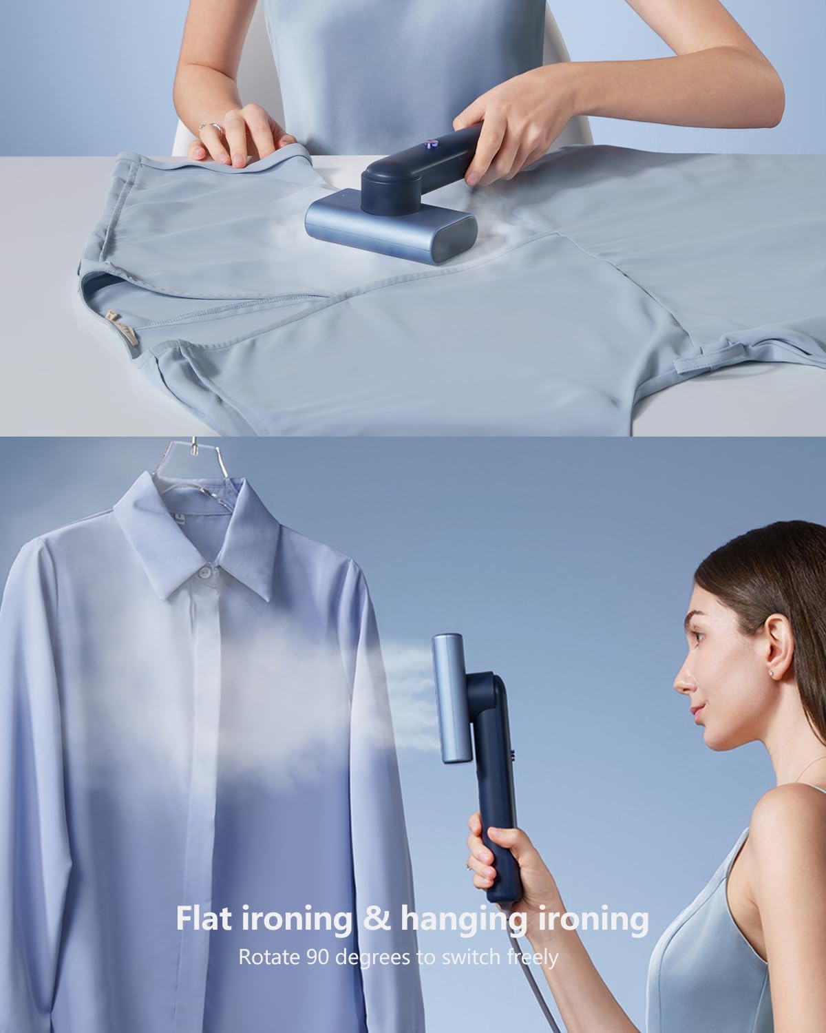 2in1 Travel Garment Steamer 1200W Fast Heat 18s Lightweight