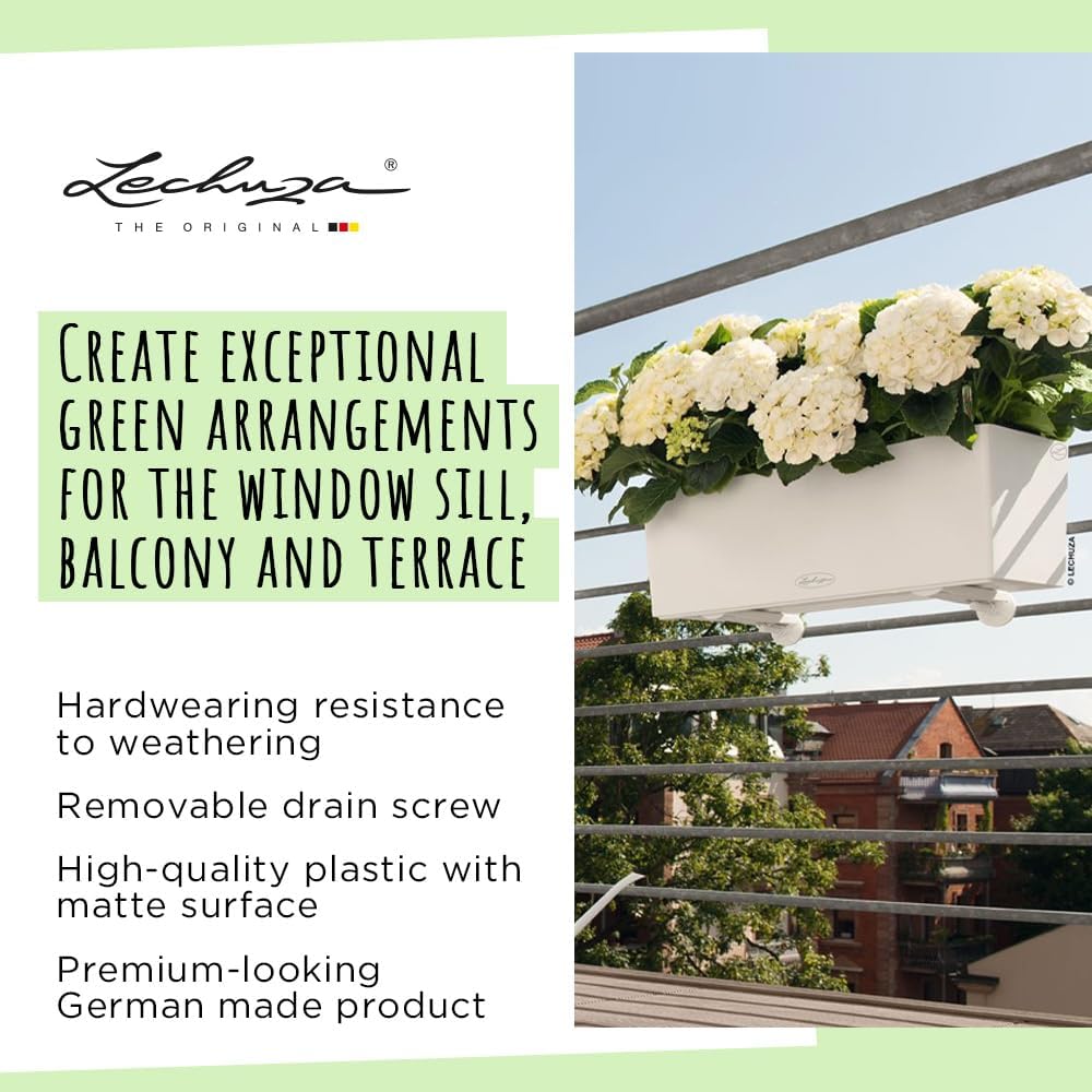 Set of 2 Self Watering Window Box Planters 80cm White Pots