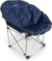 Folding Moon Chair Padded Round Seat Dark Blue