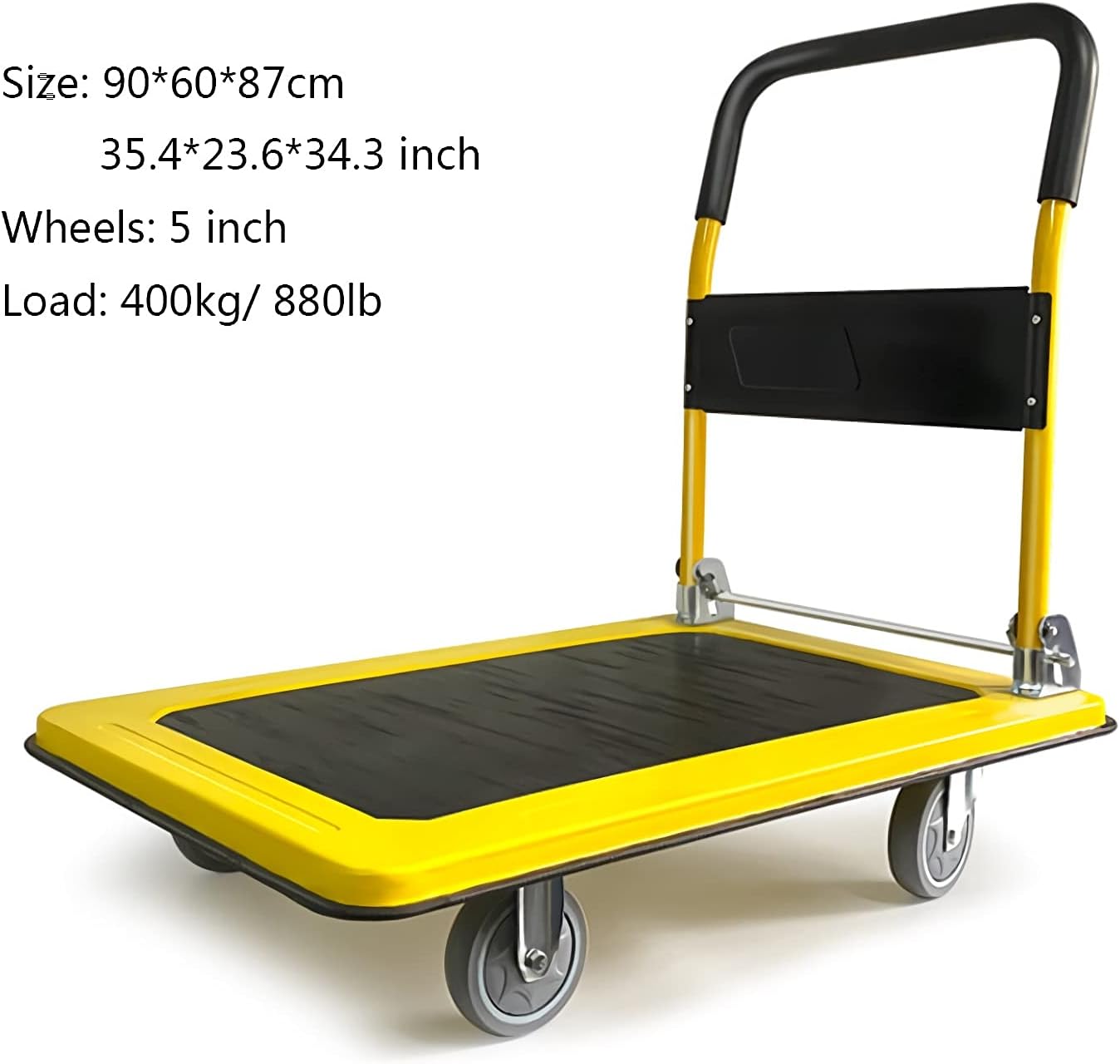 880lb Heavy Duty Flatbed Push Cart Steel Trolley Swivel Wheels