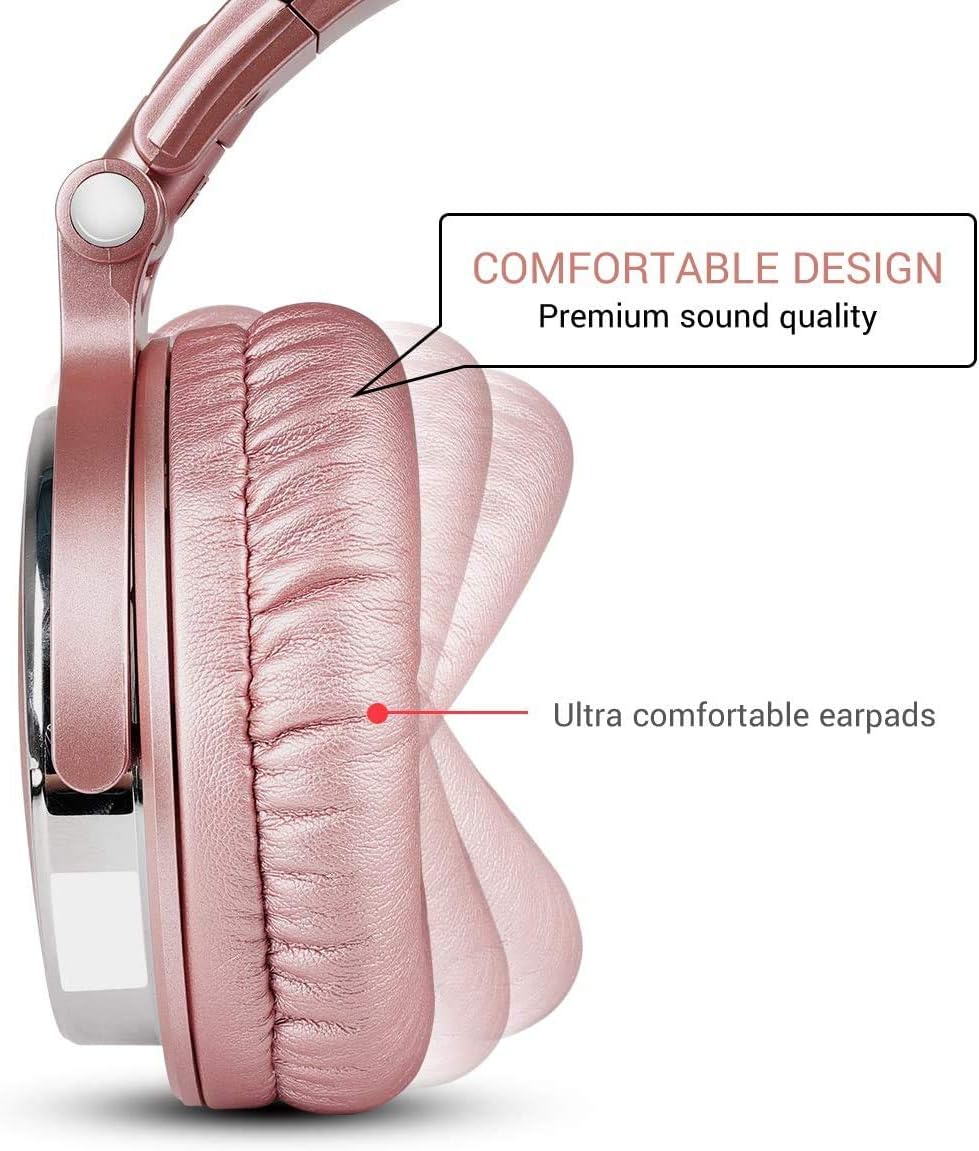 Wired Over Ear Studio Headphones 50mm Driver Foldable DJ Monitor Rose