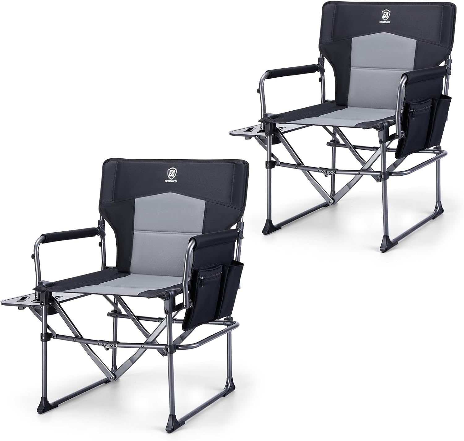 Set of 2 Heavy Duty Folding Directors Chairs 180kg Table