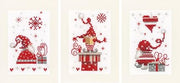 Gnome Cross Stitch Greeting Cards Kit Set 3 DIY Craft
