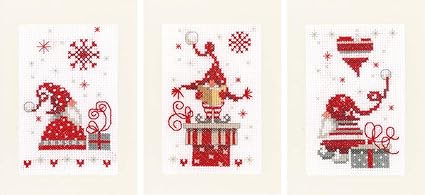 Gnome Cross Stitch Greeting Cards Kit Set 3 DIY Craft