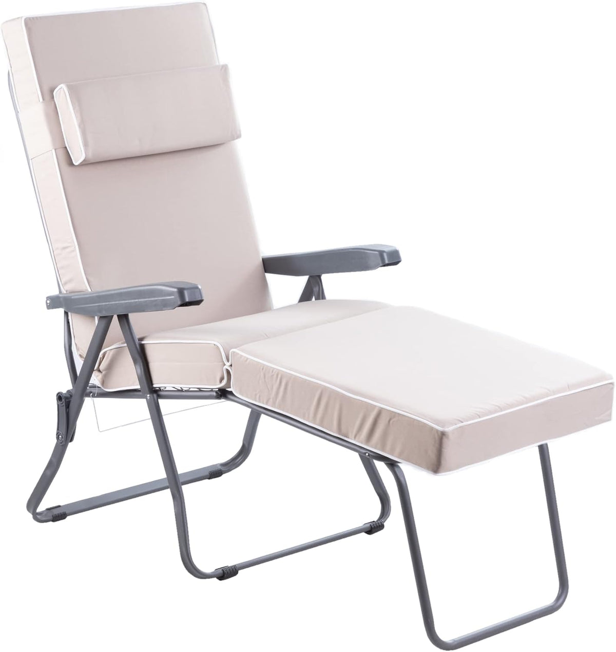 Reclining Sun Lounger with Cushion 5 Position Taupe
