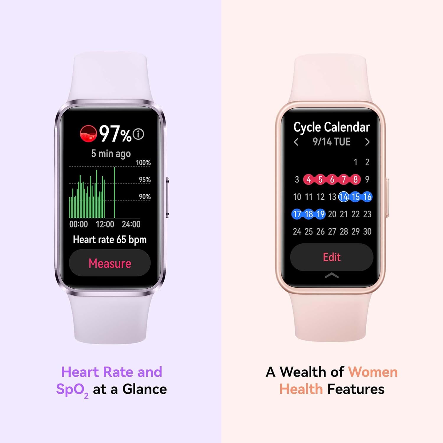 Pink Smart Fitness Band Sleep HRV 14 Day Battery