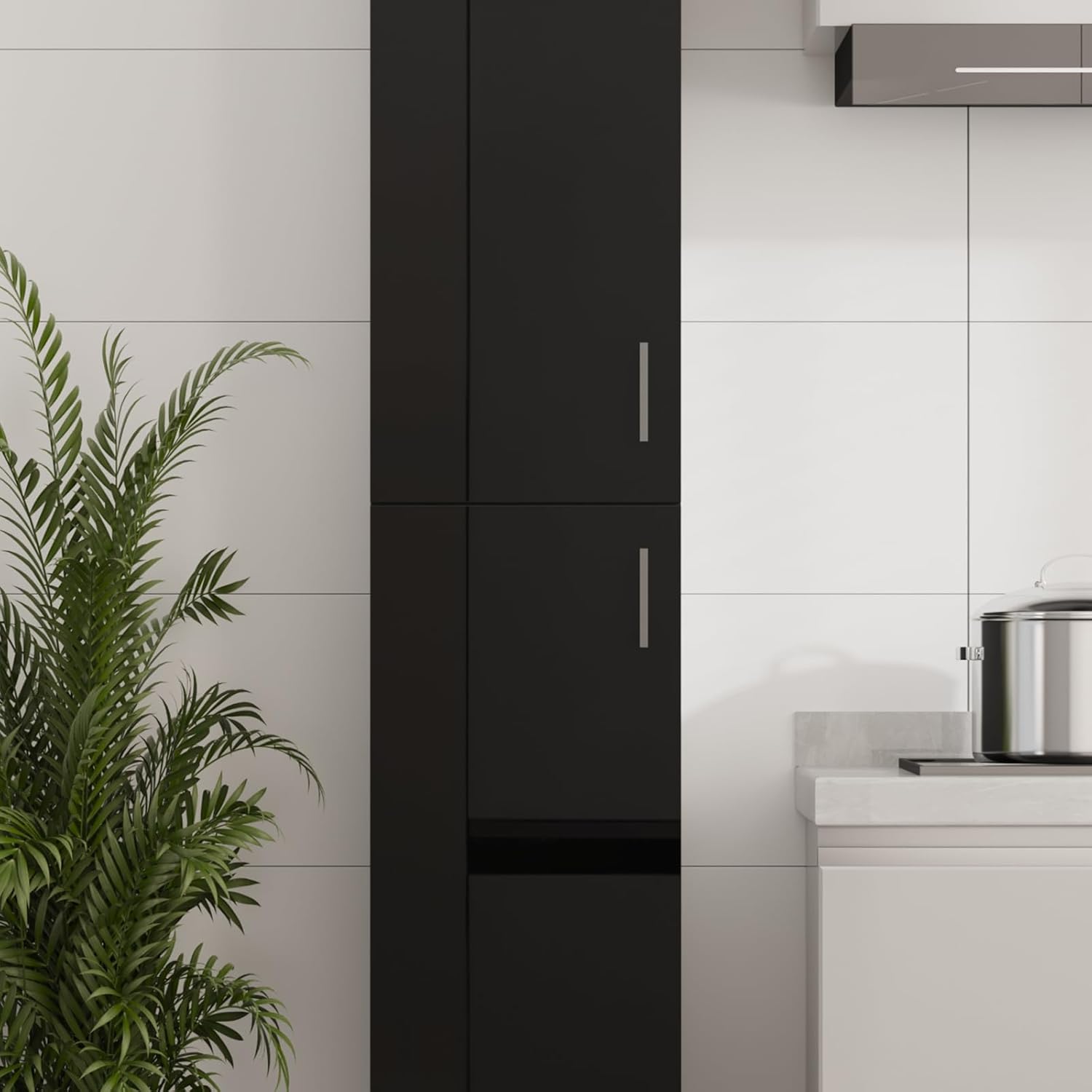 Tall Corner Cabinet Black High Gloss 4 Shelf Unit