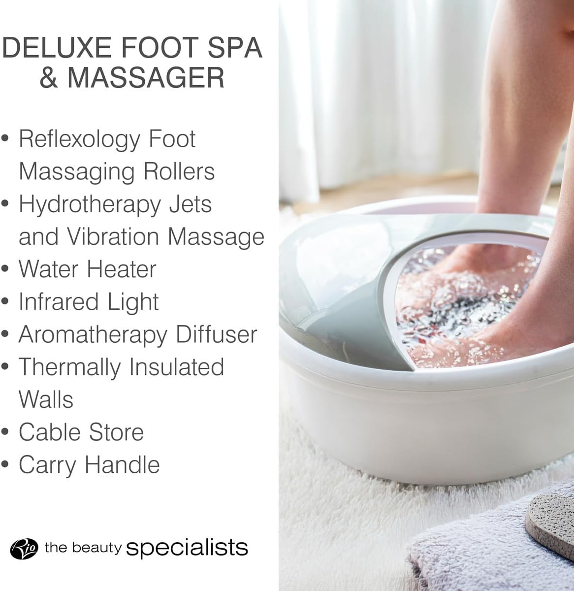 Deluxe Foot Spa Massager Hydro Jets Heat Bubble Rollers