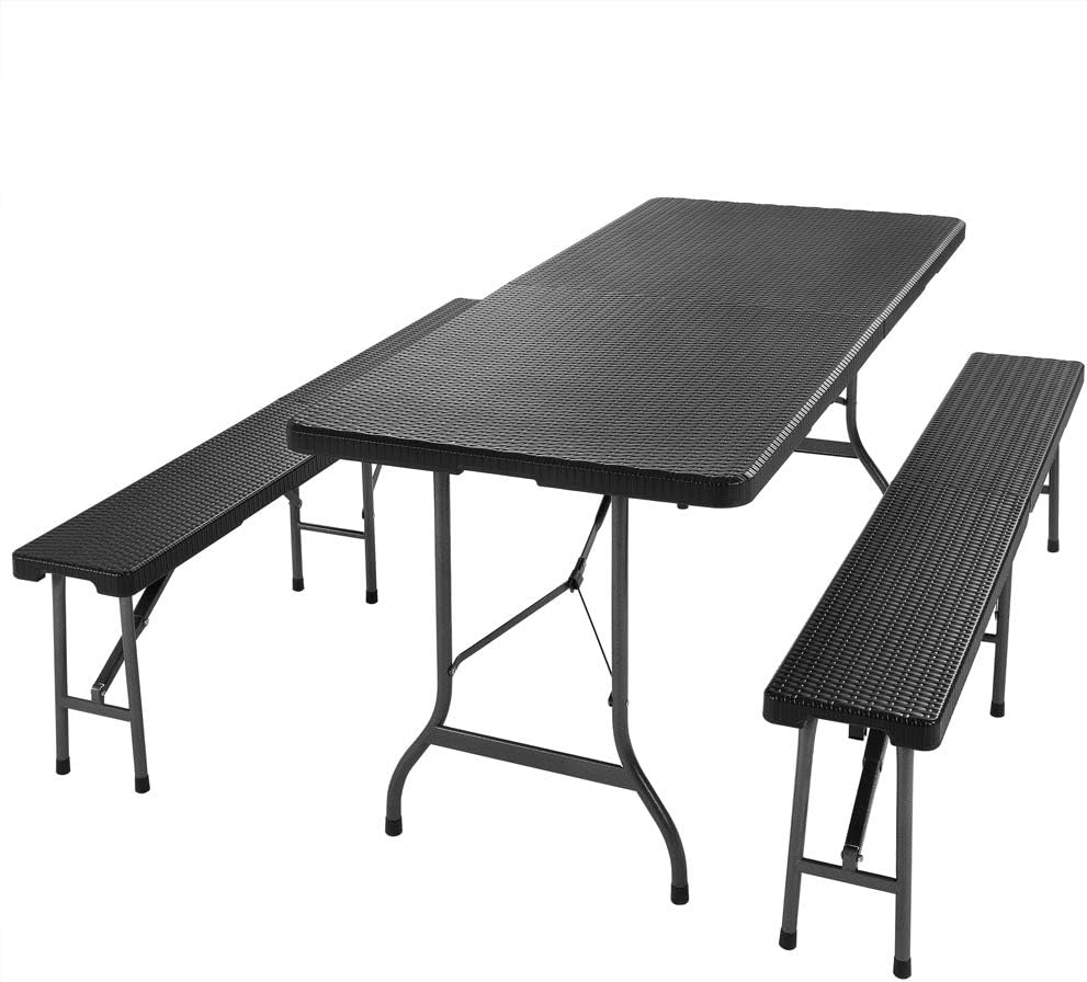 6FT Folding Picnic Table & Bench Set Portable Garden BBQ