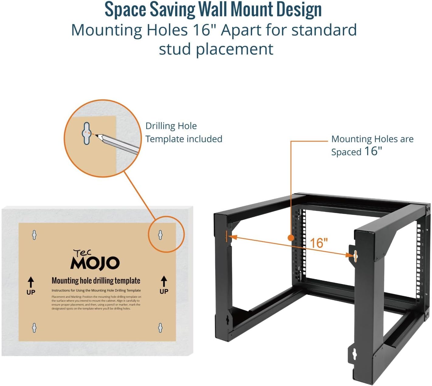 6U Wall Mount Open Frame Server Rack Swing Gate