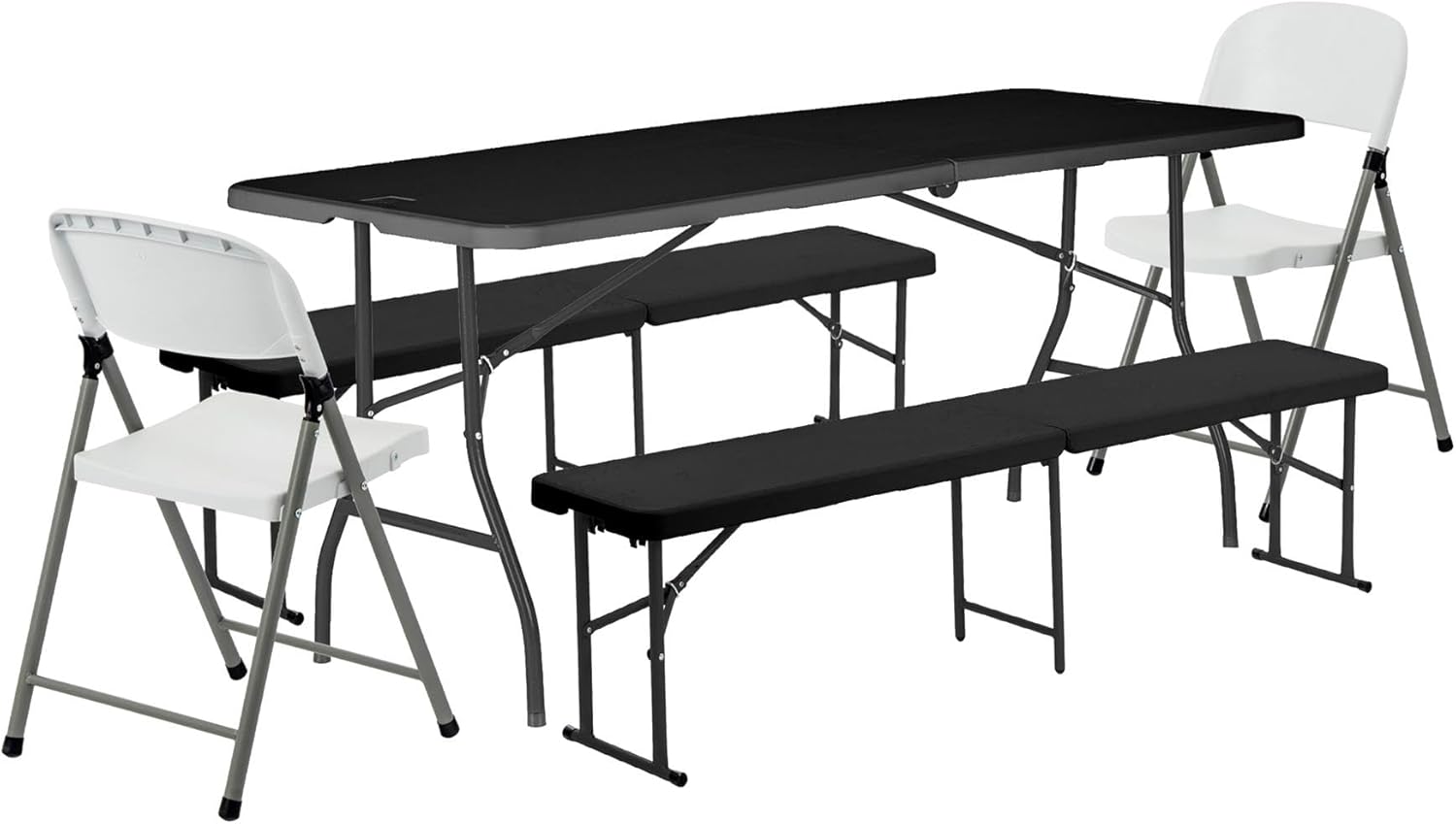 6pc Folding Picnic Table Bench & Chairs Set 6FT Portable Garden