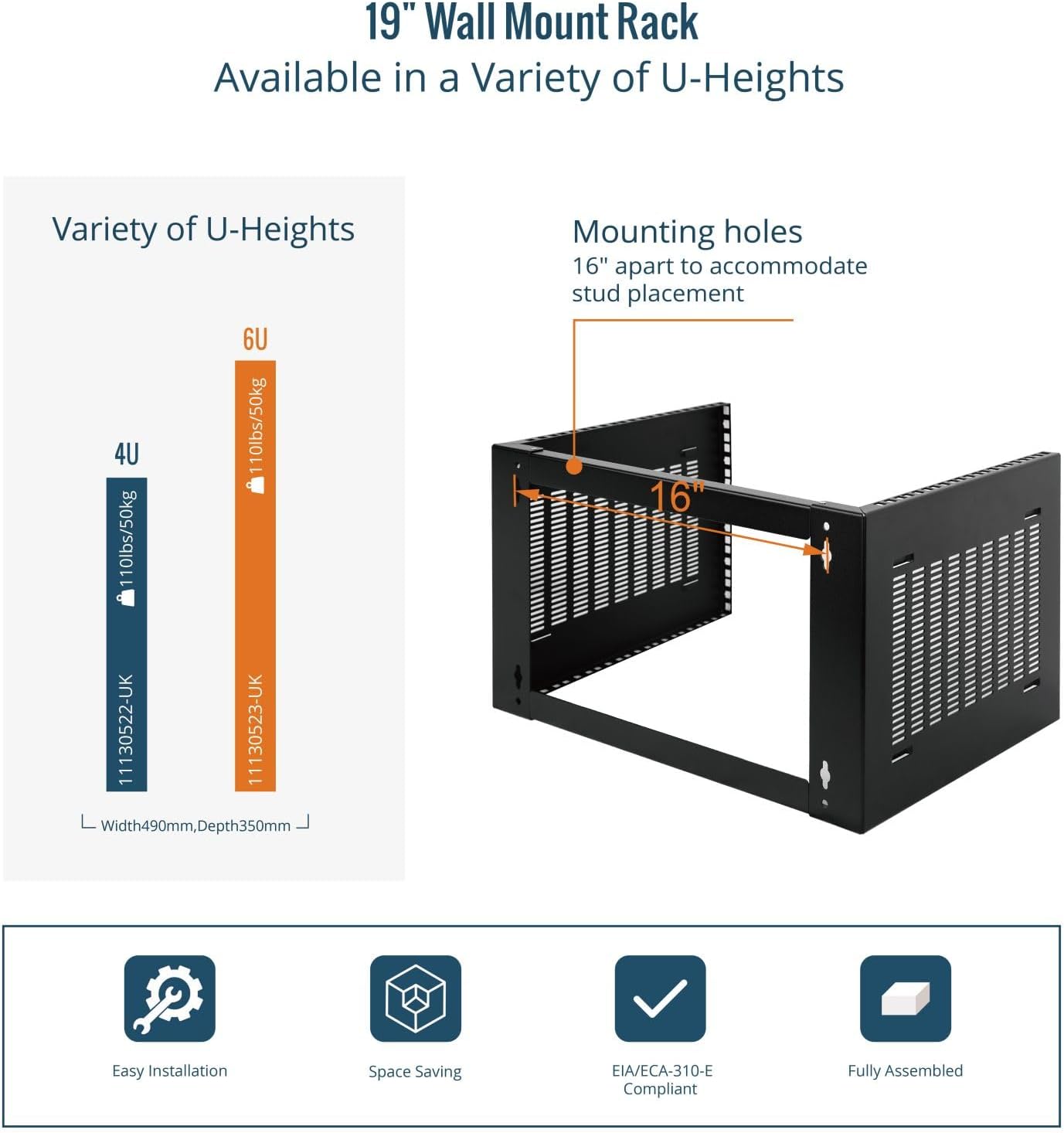 6U Wall Mount Network Rack 19 Inch Steel Patch Panel Bracket