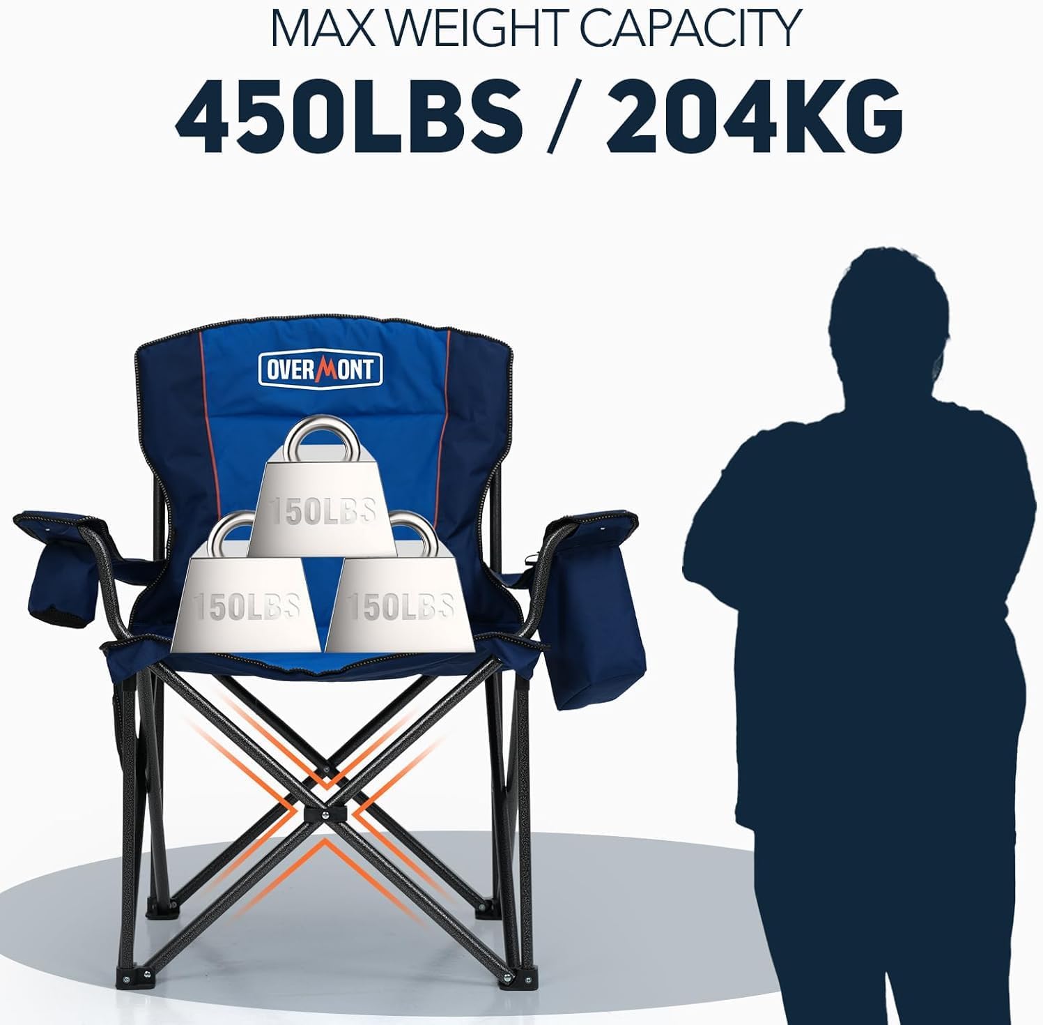 Oversized Camping Chair 450lb Cooler Bag High Back Blue