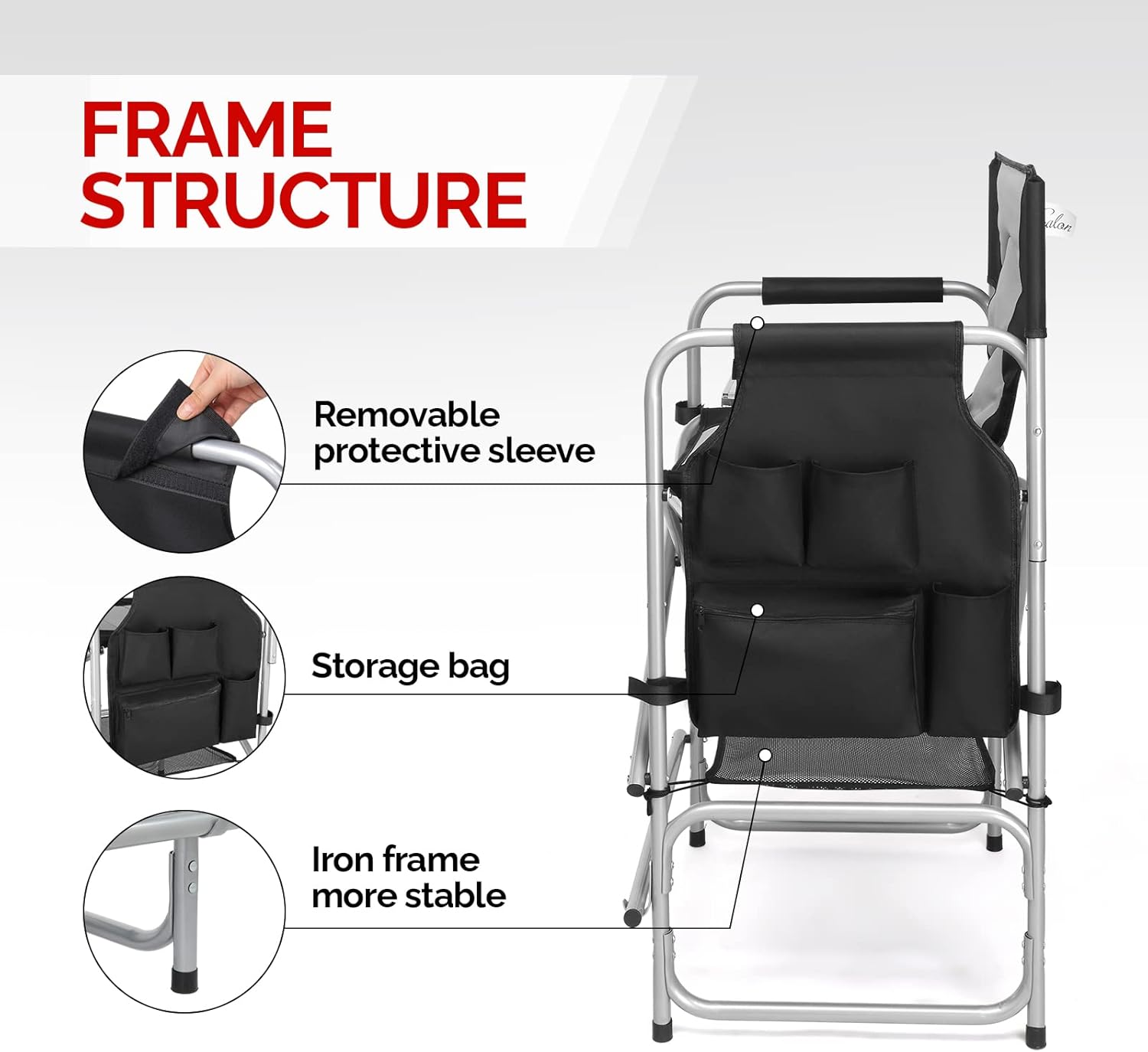 Directors Chair Folding Makeup Chair Side Table Storage
