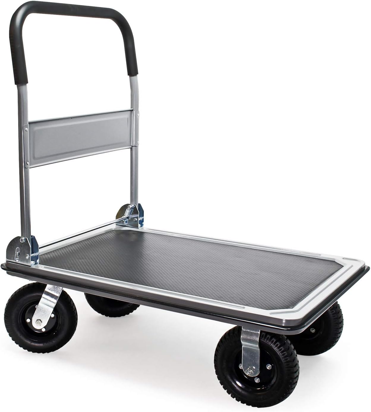 300KG Platform Trolley Pneumatic Tyres Foldable Handle