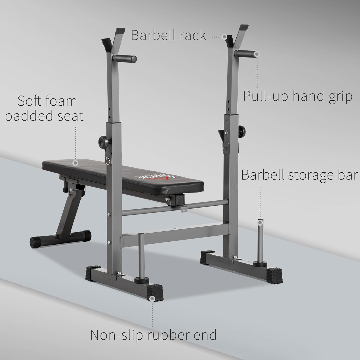 Adjustable Weight Bench Press Rack Dip Station Foldable Home Gym