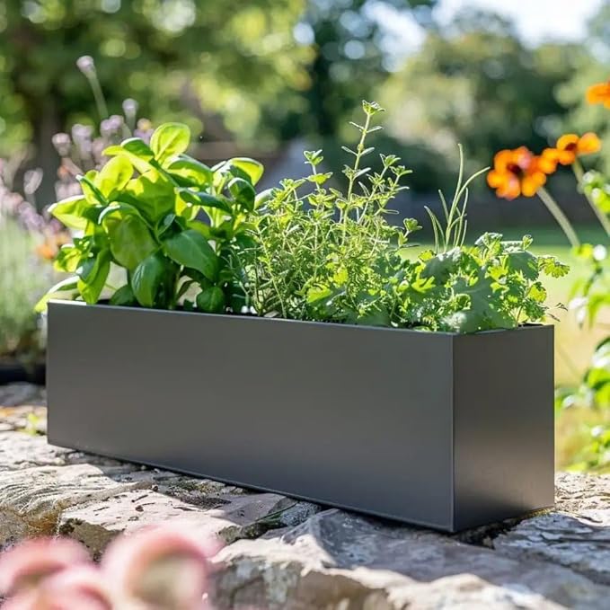 Zinc Galvanised Trough Planter 70cm Matte Grey