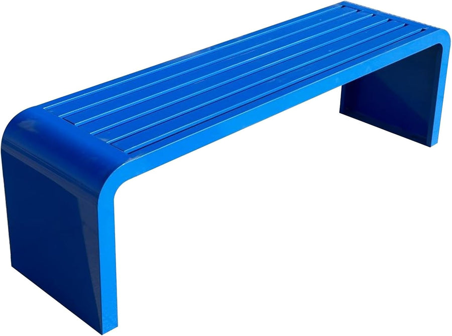 Blue Metal Garden Bench 100cm Outdoor Park Patio Seat