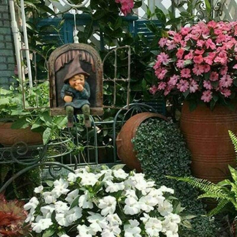 Tree Hugger Gnome Garden Statue Hanging Resin Outdoor Decor