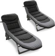 Set of 2 Foldable Sun Lounger Beds Black 6 Position