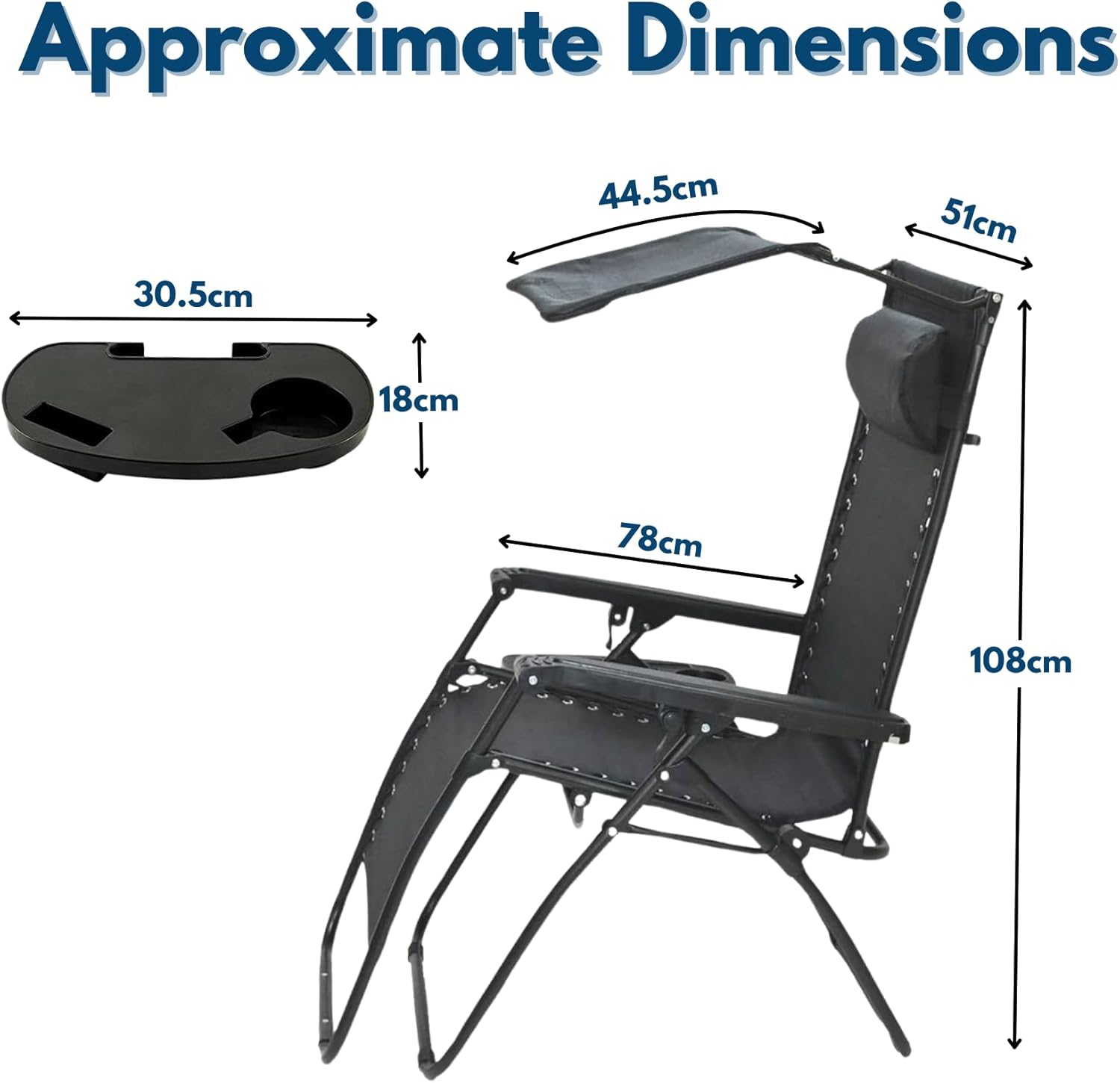 Set of 2 Zero Gravity Sun Lounger Chairs Black