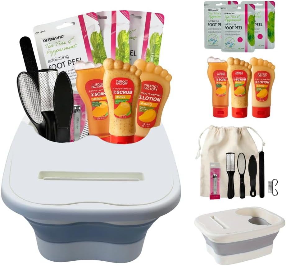 Foot Care Kit Spa Pedicure Set Peel Mask Scrub Bath Tools