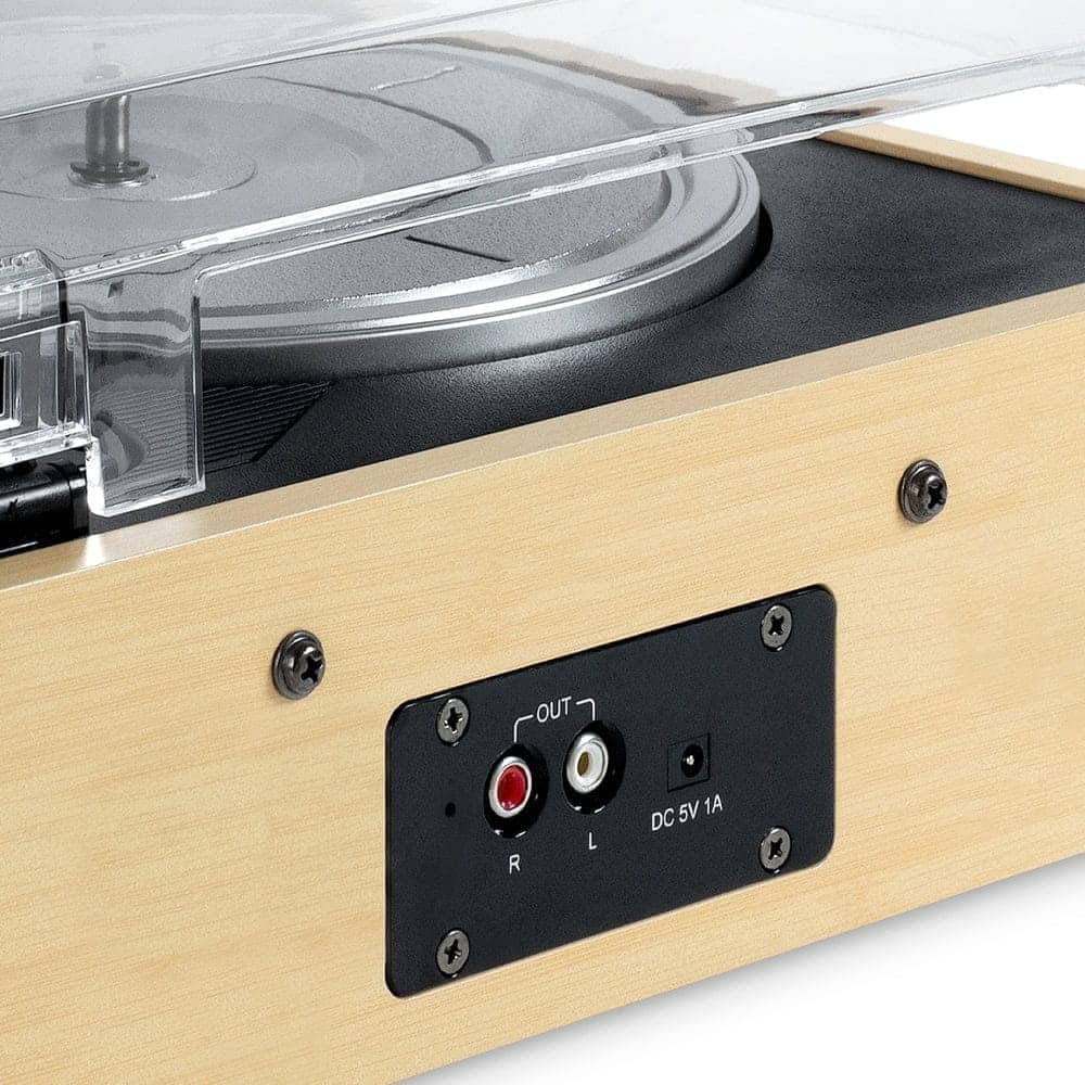 Bluetooth Record Player 3 Speed Turntable Built In Speakers Bamboo