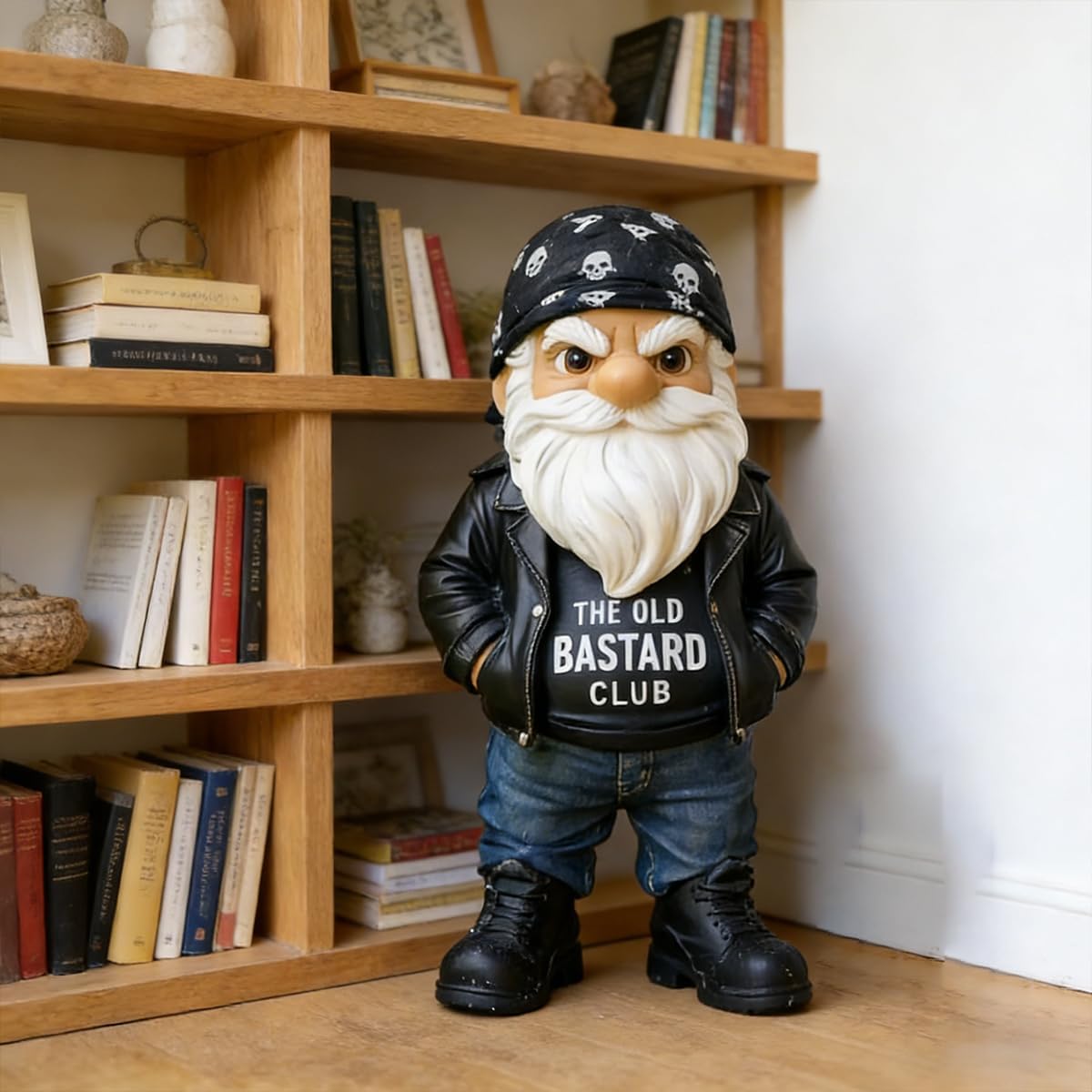 Funny Grumpy Old Man Gnome Middle Finger Statue Man Cave Decor