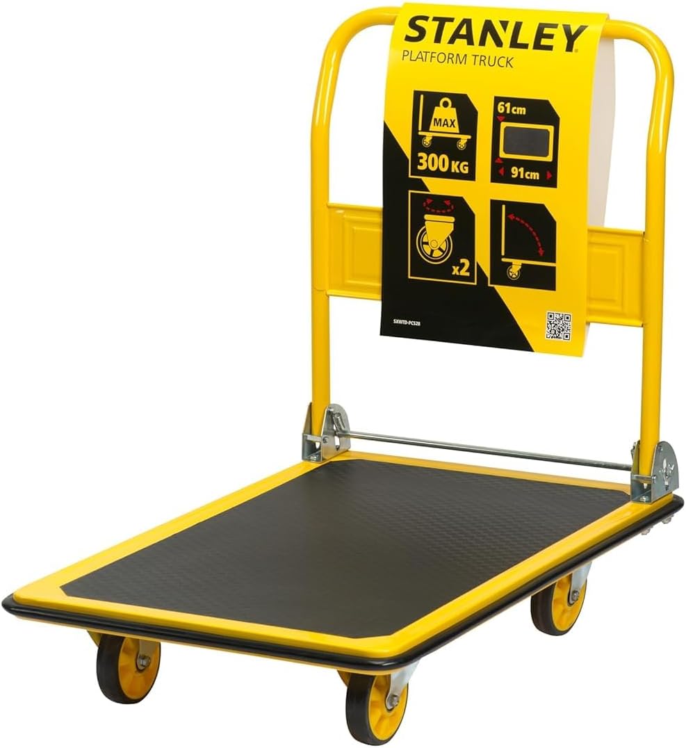 Heavy Duty Platform Truck 300KG Non Slip Trolley Yellow