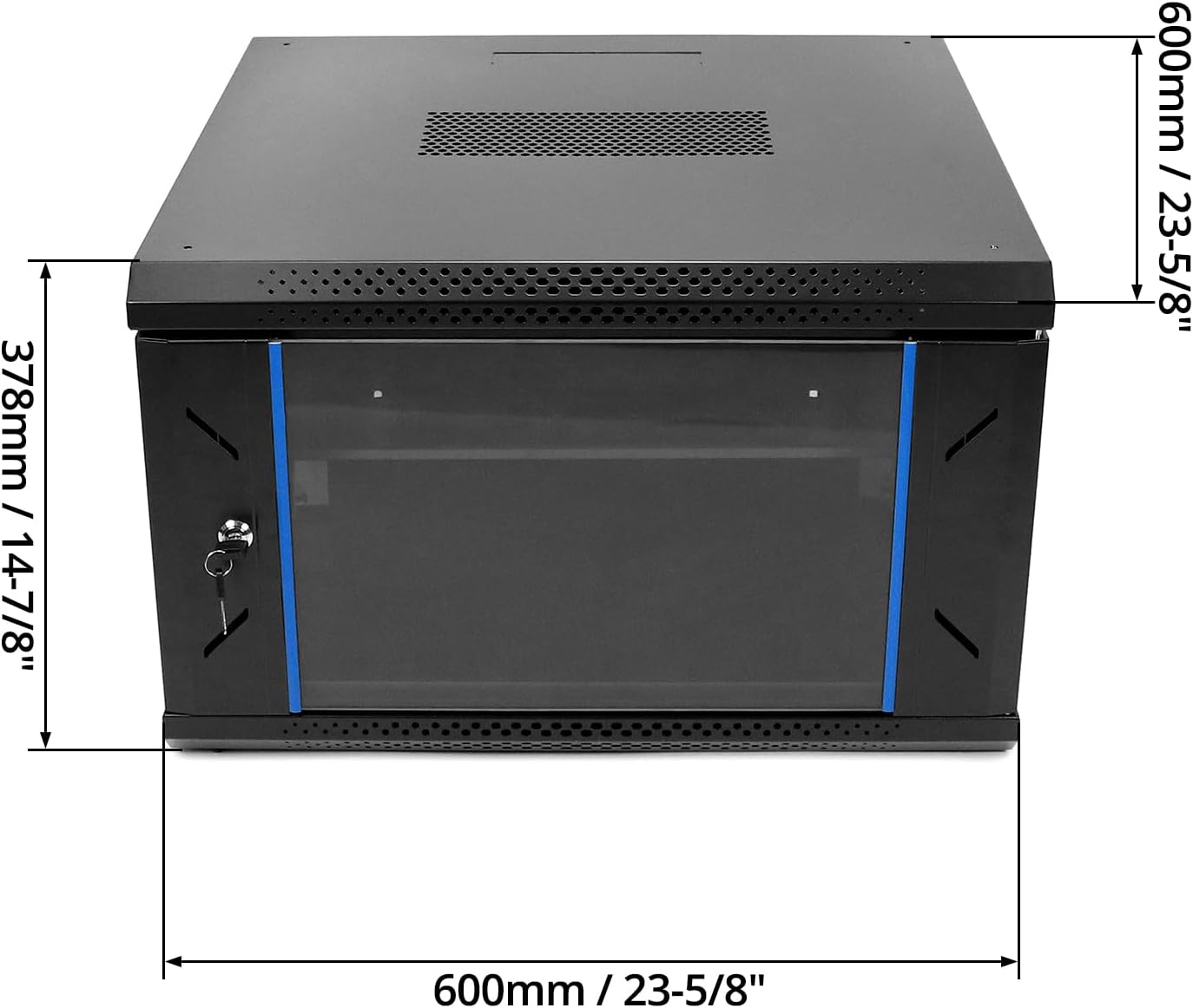 6U Network Server Cabinet 24 Inch Deep Glass Door