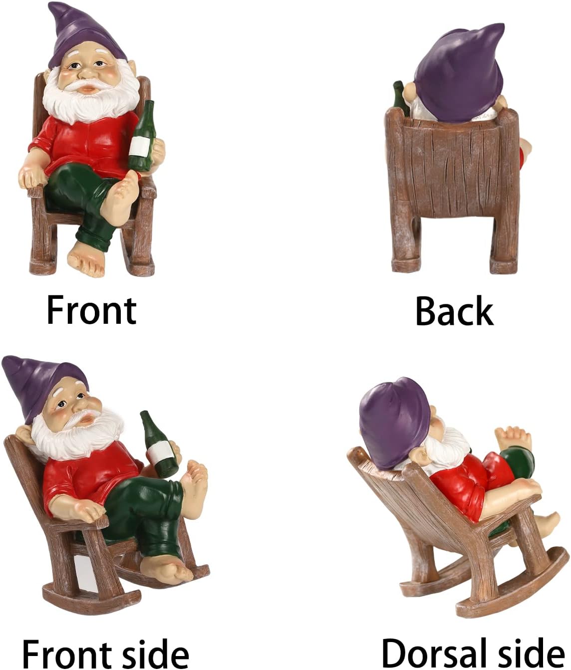 Funny Drinking Gnome Statue Resin Garden Chair Decor Outdoor