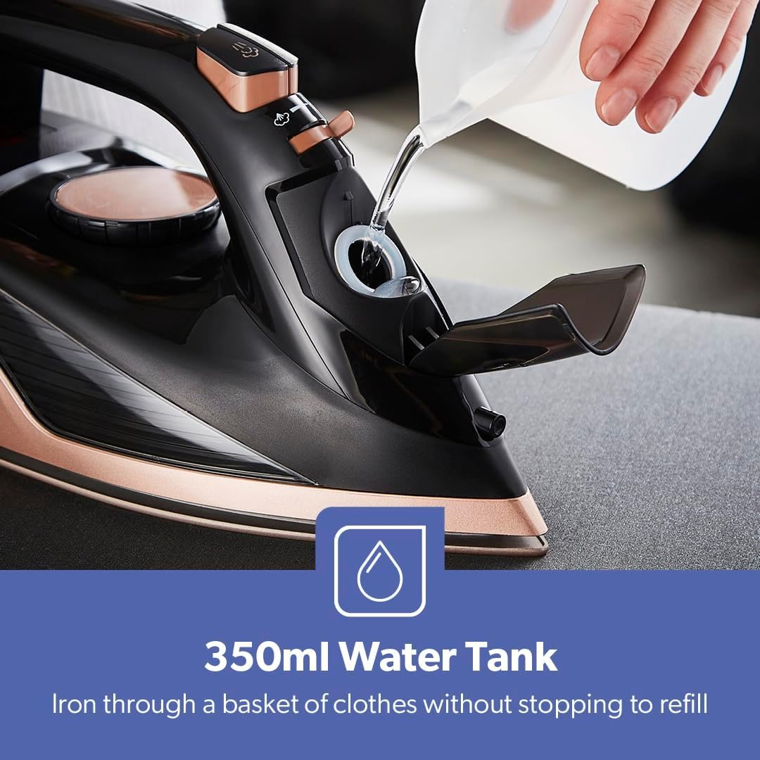 2200W Steam Iron Ceramic Soleplate 300ml Tank Fast Heat