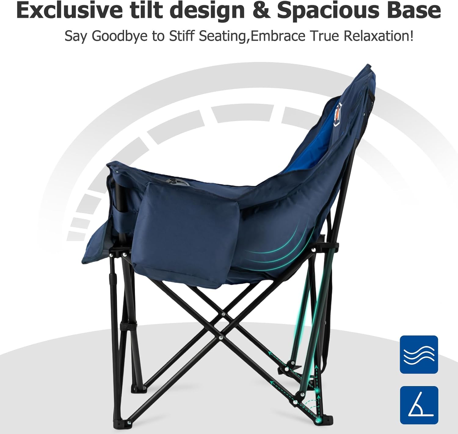 Heated XL Camping Chair 400lb Oversized Padded Blue
